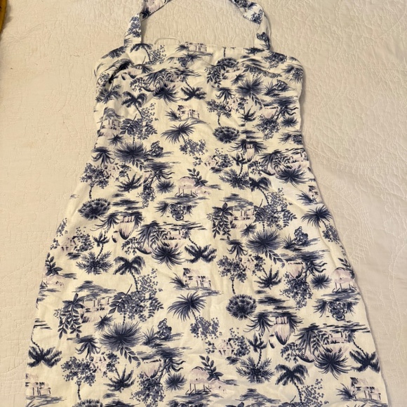 Abercrombie & Fitch Palm Tropical Linen Blend Halter Dress - Picture 2 of 2